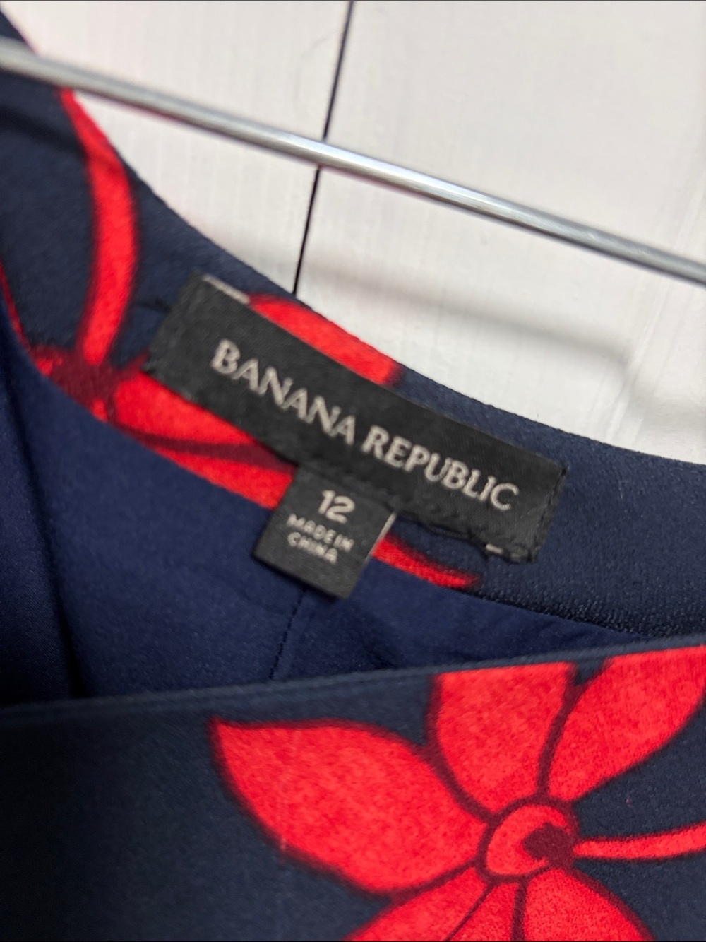 Banana Republic Navy A-Line Skirt with Red Floral Motif - Picture 4 of 5